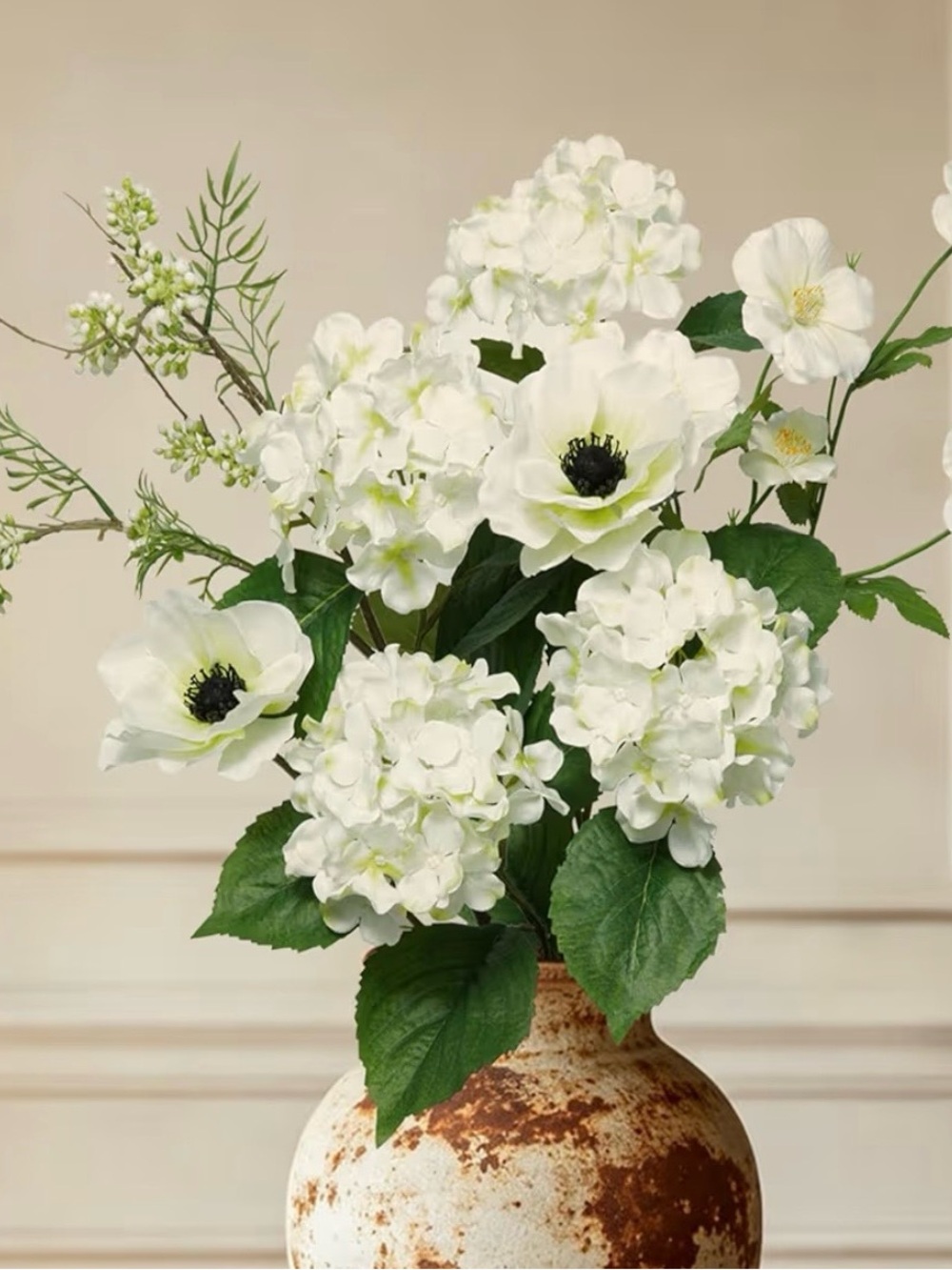 32.6" White Hydrangea Artificial Flowers DIY Set